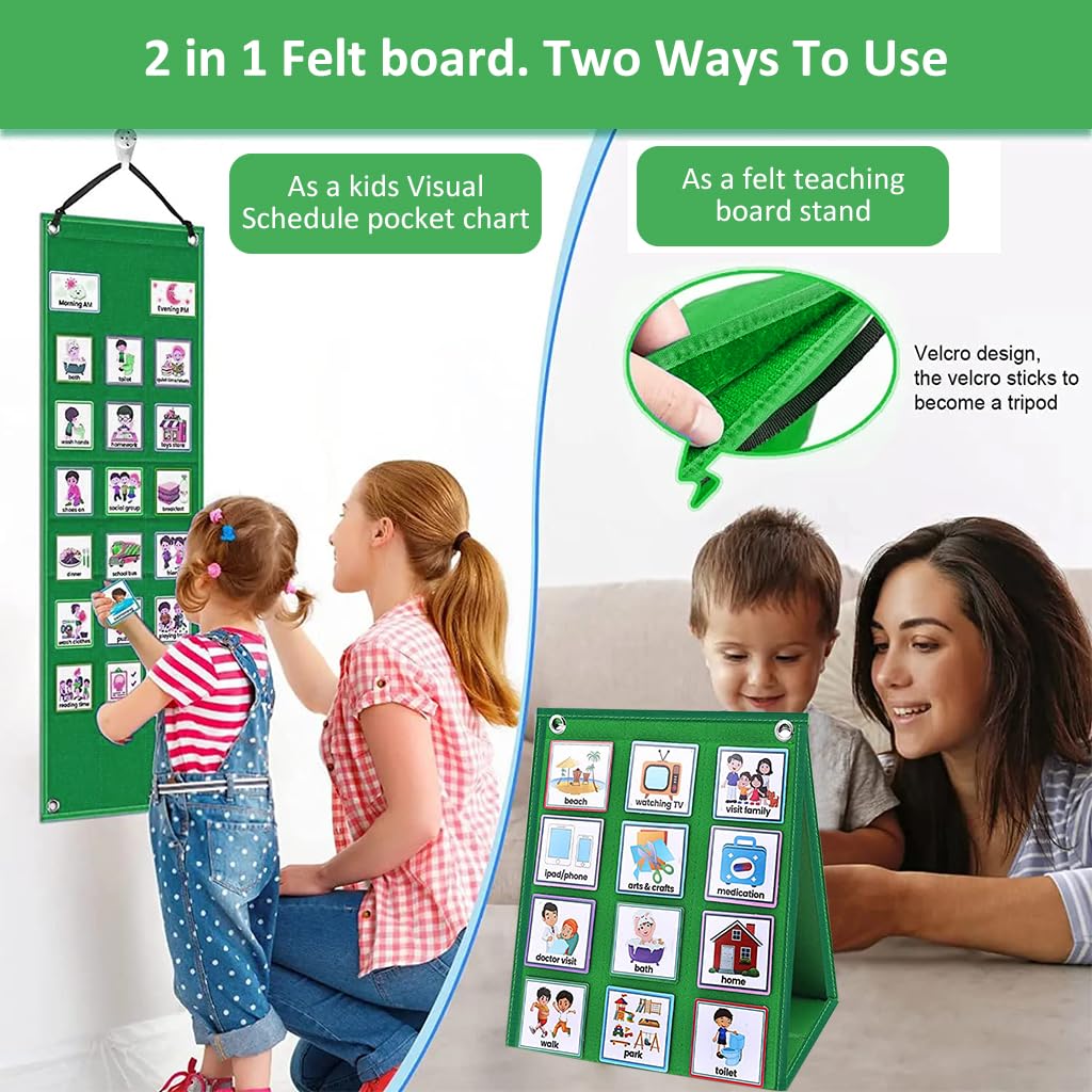PATPAT Flash Cards for Kids Visual Schedule for Kids with Autism Wall Hanging Schedule Board Desk Daily Routine Chart with 70 Cards Montessori Toys for 3+ Year Old Kids Wall Planner for School-Green PATPAT Flash Cards for Kids Visual Schedule for Kids with Autism Wall Hanging Schedule Board Desk Daily Routine Chart with 70 Cards Montessori Toys for 3+ Year Old Kids Wall Planner for School-Green
